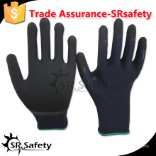 SRSAFETY 13G Knitted polyester Liner coated latex on palm2016 safety working gloves, crinkle finish,Latex gloves